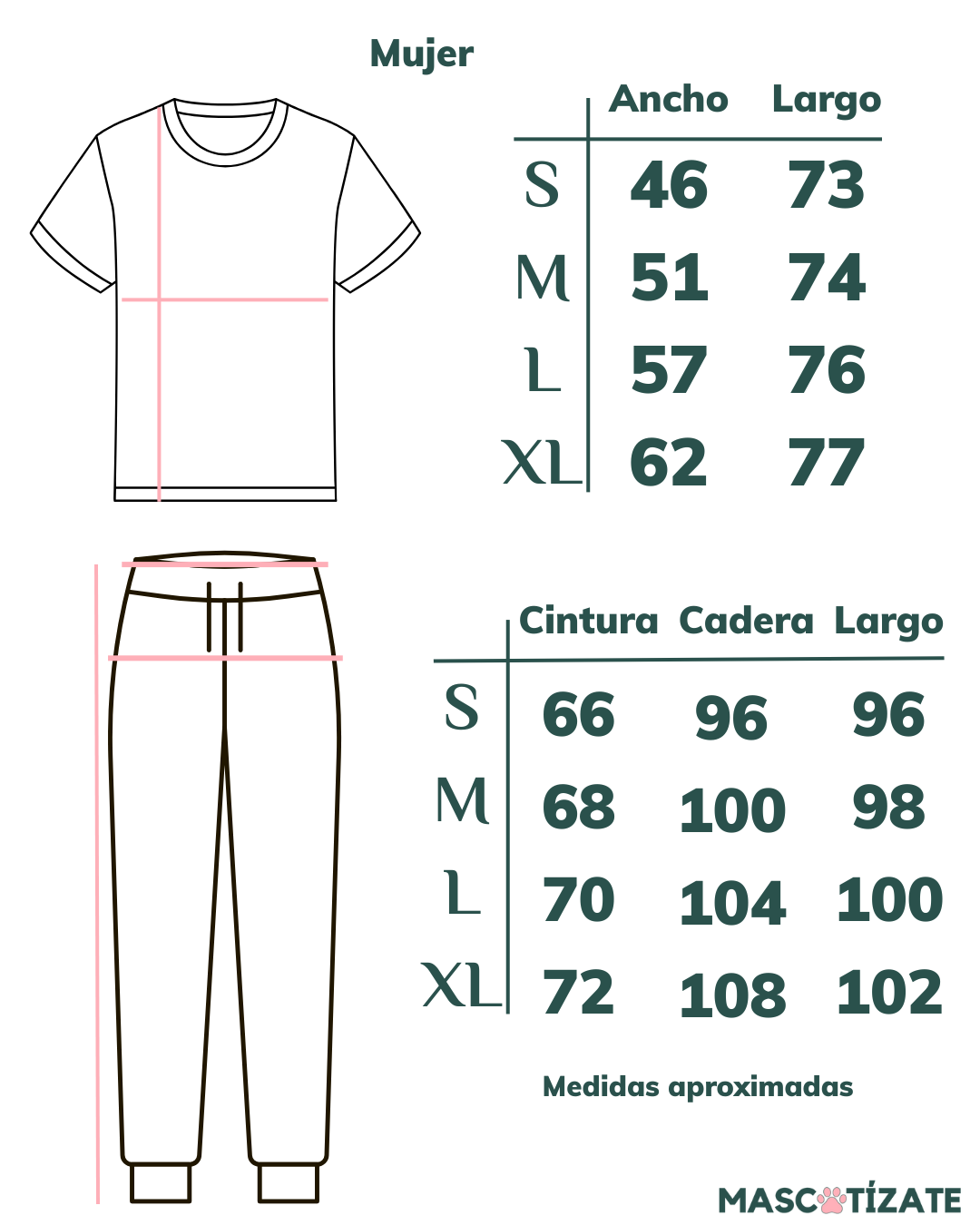 Pijama Personalizado Polera + Pantalón Mujer