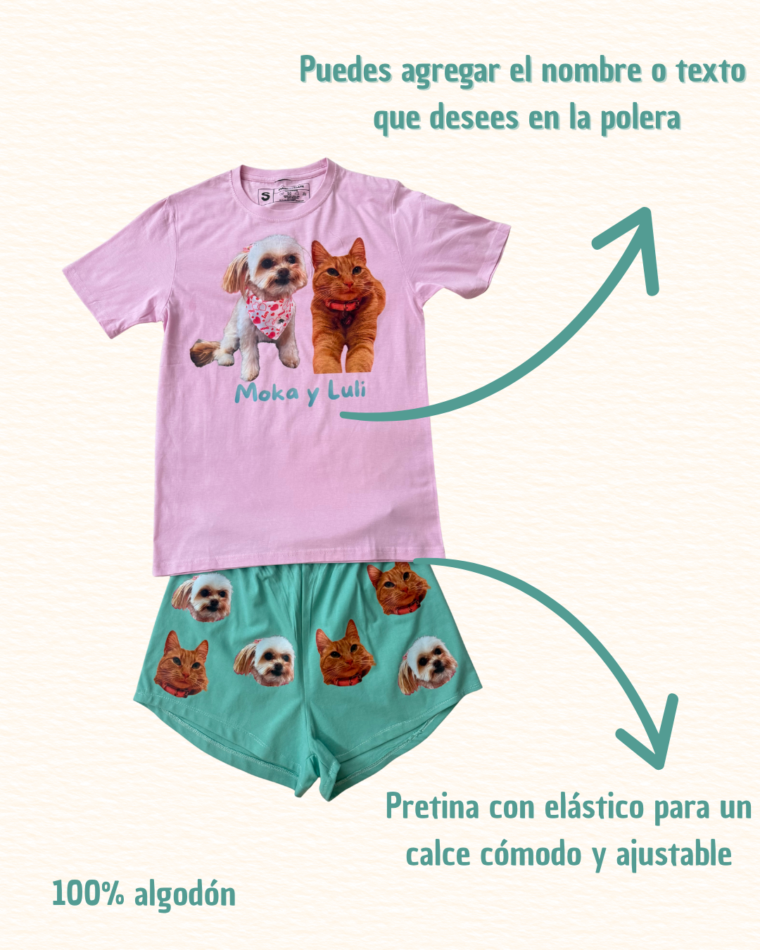 Pijama Personalizado Polera + Short Mujer