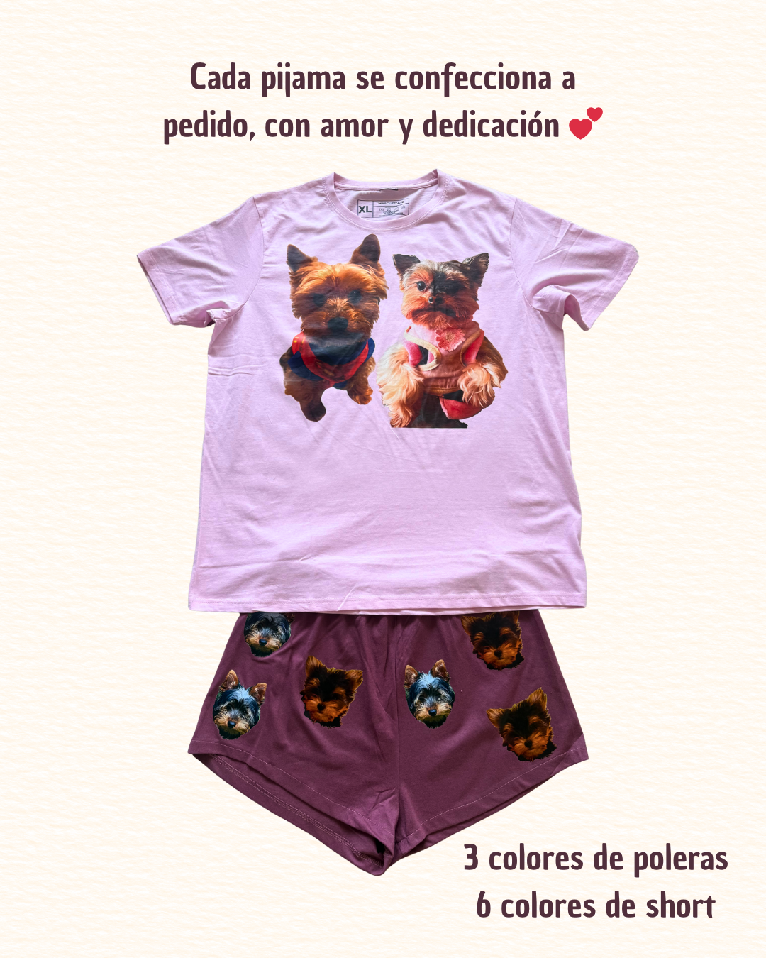 Pijama Personalizado Polera + Short Mujer