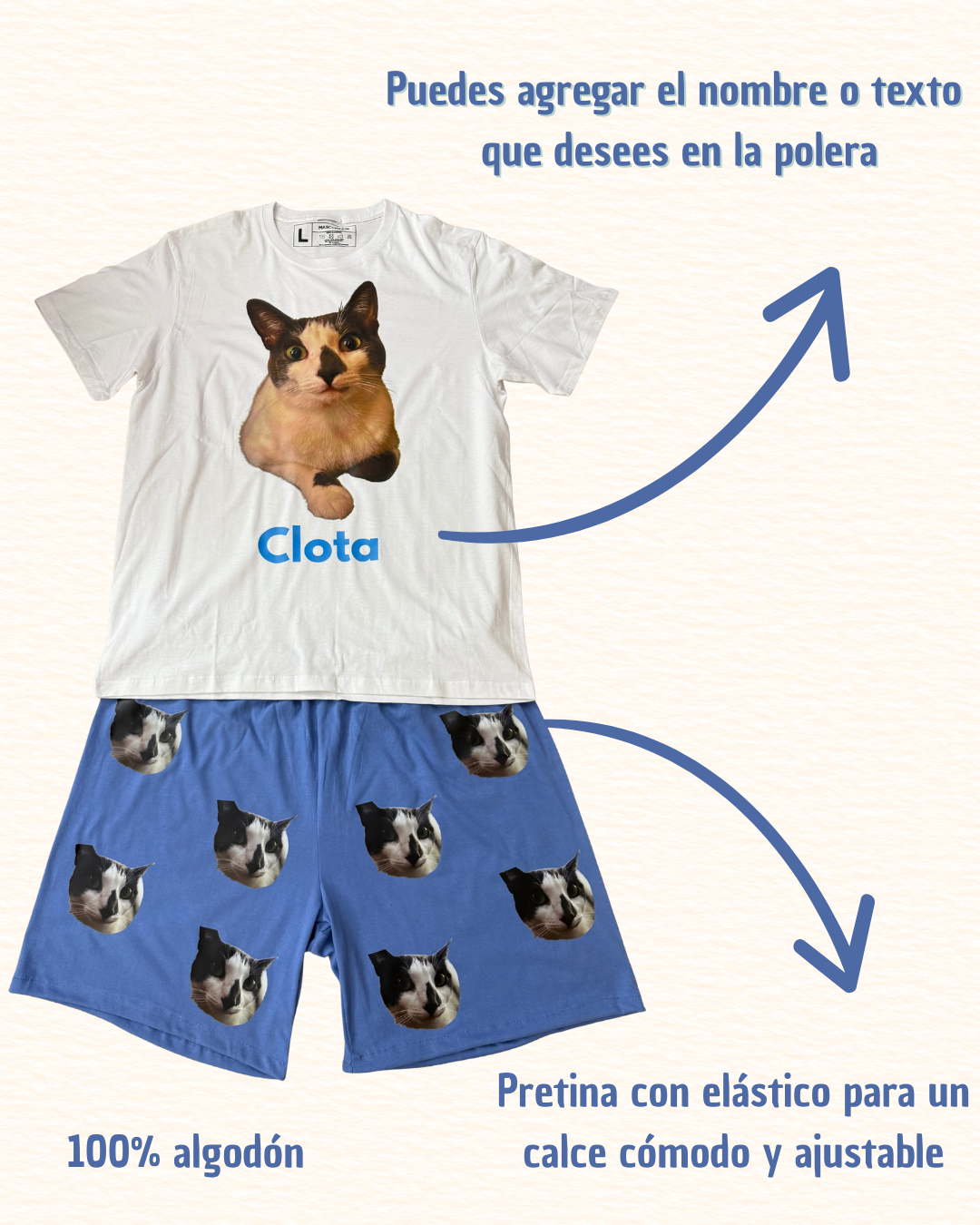Pijama Personalizado Polera + Short Hombre