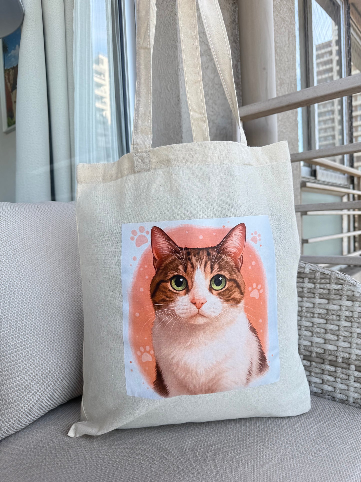 Bolsa de algodón personalizada con foto de tu mascota | Tote Bag ecológica estampada