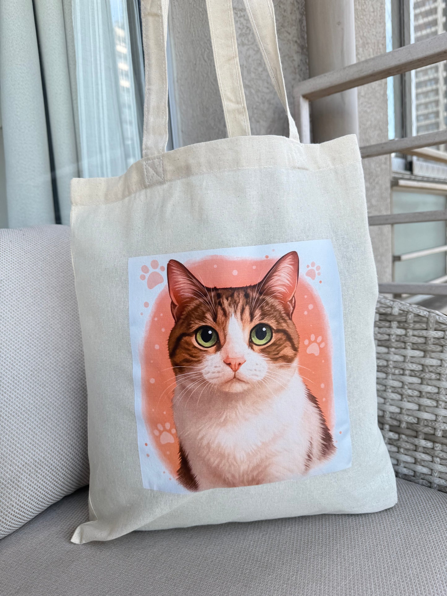 Bolsa de algodón personalizada con foto de tu mascota | Tote Bag ecológica estampada