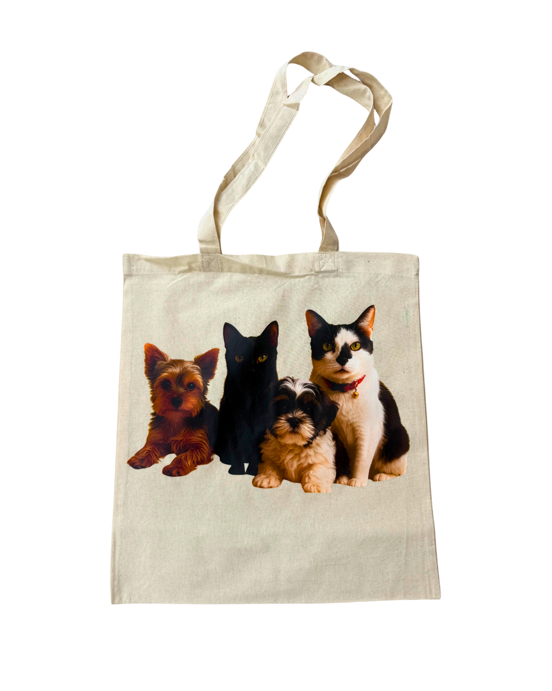 Bolsa de algodón personalizada con foto de tu mascota | Tote Bag ecológica estampada