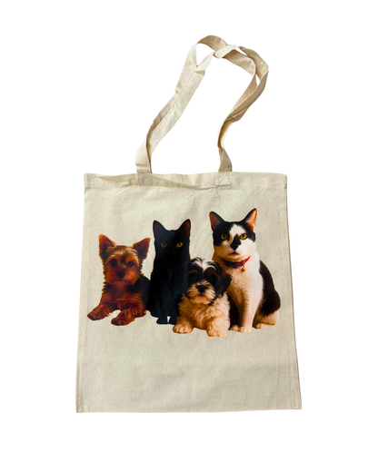 Bolsa de algodón personalizada con foto de tu mascota | Tote Bag ecológica estampada