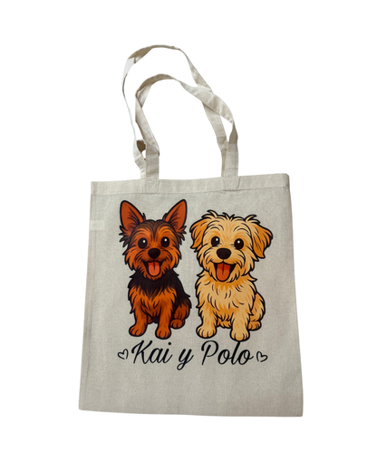 Bolsa de algodón personalizada con foto de tu mascota | Tote Bag ecológica estampada