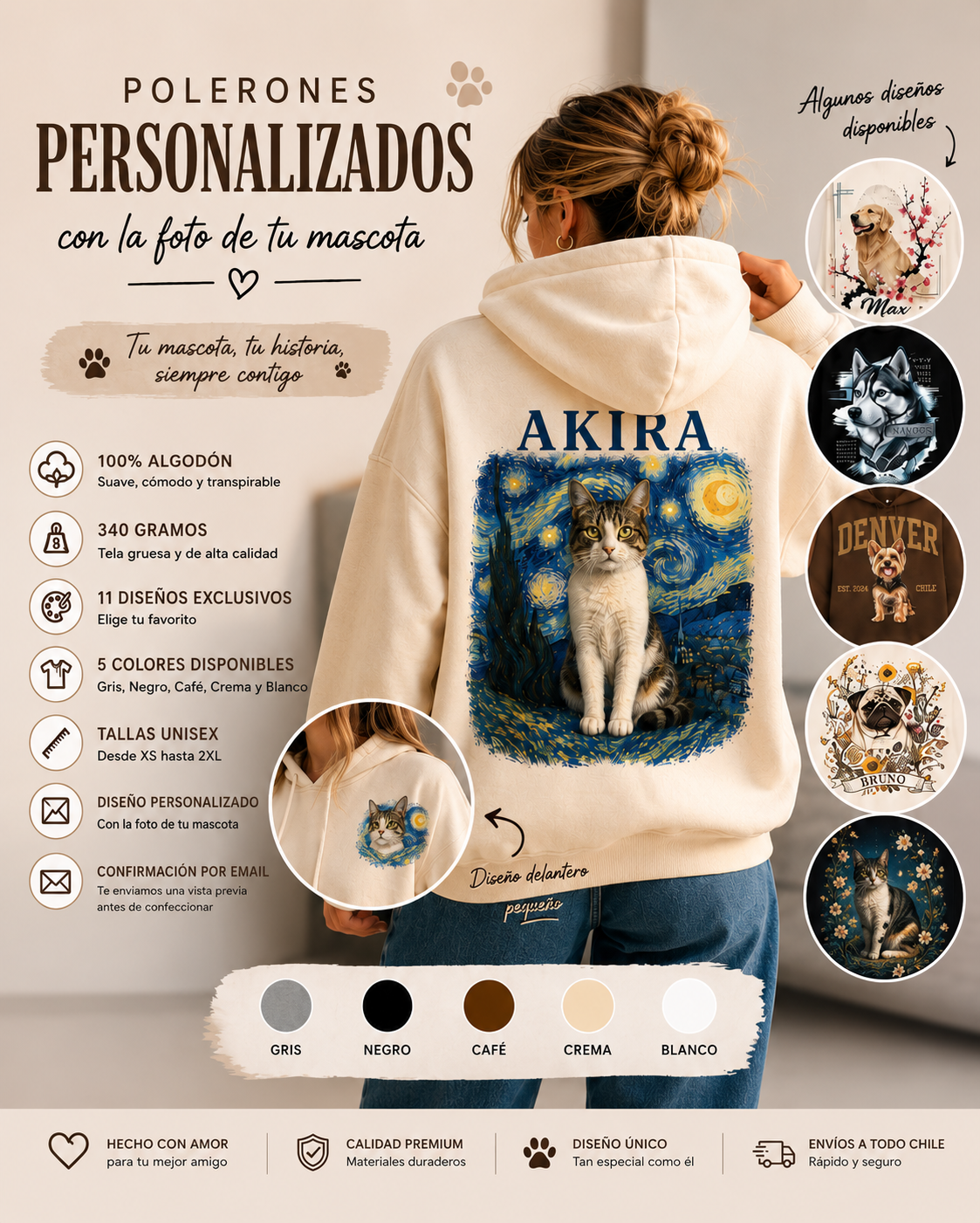 Polerones Personalizados de Mascotas – Hoodie Unisex con Diseño Exclusivo