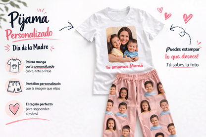 Pijama Personalizado Día de la Madre – Polera Manga Corta + Pantalón con Foto